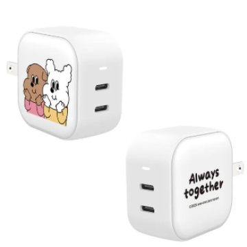 萌趣托腮系列 GaN 45W 雙孔 Type-C 快充頭 (台灣製/可折疊/支援PPS)