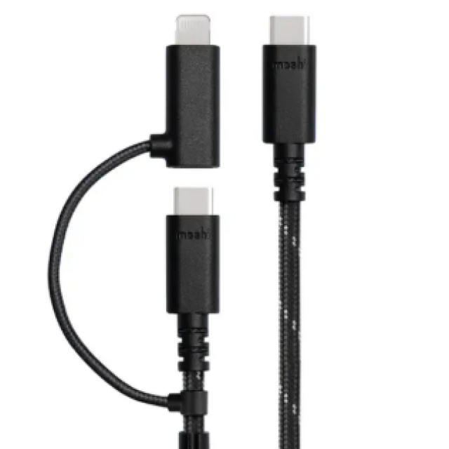 moshi 二合一 USB-C to USB-C & Lightning 快充傳輸線 (1M) - MFi認證