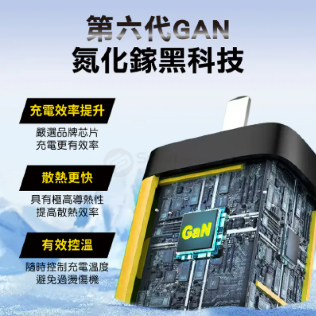 創宇 6代氮化鎵 35W 雙孔快充頭 (USB-A+C) - 智慧數顯/摺疊插腳